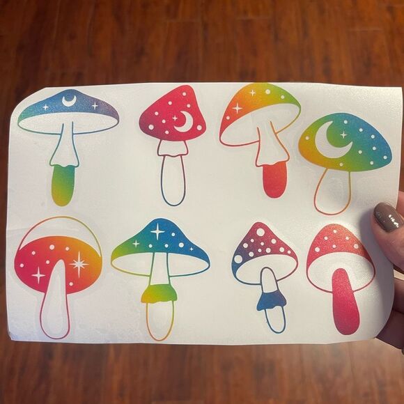 6 Rainbow Magic Mushrooms Vinyl Decals - Picture 2 of 8